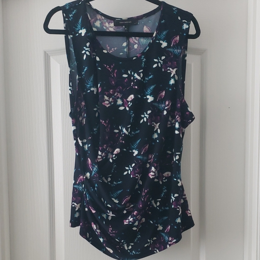 Robert Rodriguez Black and Purple Floral Tank Top